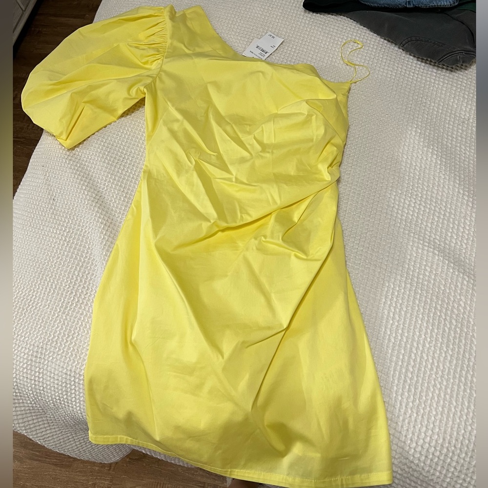 Yellow one shoulder dress
